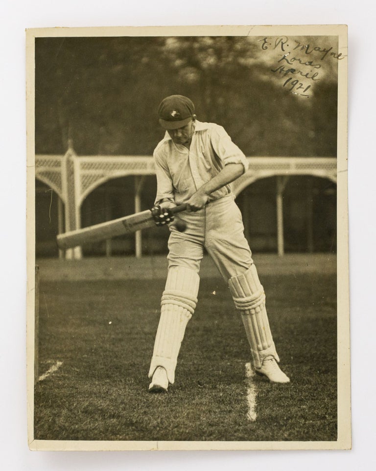 Item #52395 A signed vintage photograph of Edgar Mayne, captain of both South Australia and Victoria, and a member of the 1912 and 1921 touring teams to England. Cricket, Edgar MAYNE, Victoria and Australia South Australia.