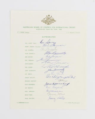 Item #55088 An official Australian Board of Control for International Cricket autograph sheet for...