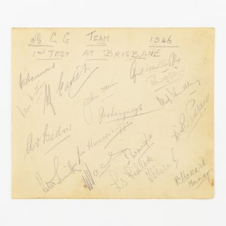 Item #55343 A detached autograph album leaf (165 × 195 mm) signed in pencil by the MCC touring...