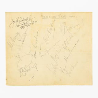 A detached autograph album leaf (165 × 195 mm) signed in pencil by the MCC touring team to Australia at the time of the First Test in Brisbane, 29-30 November and 2-4 December 1946 - the first post-war Test, and the first English visit for ten years