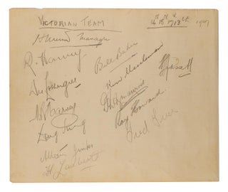 A detached autograph album leaf (165 × 200 mm) signed in pencil by the NSW team for the match against Queensland, 24-28 October 1947 (SSM 354)