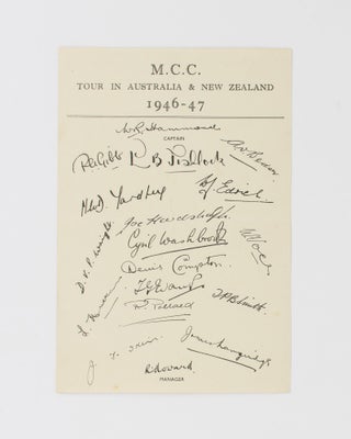 Item #55351 A detached autograph album leaf (135 x 85 mm) signed in ink by the Australian team...