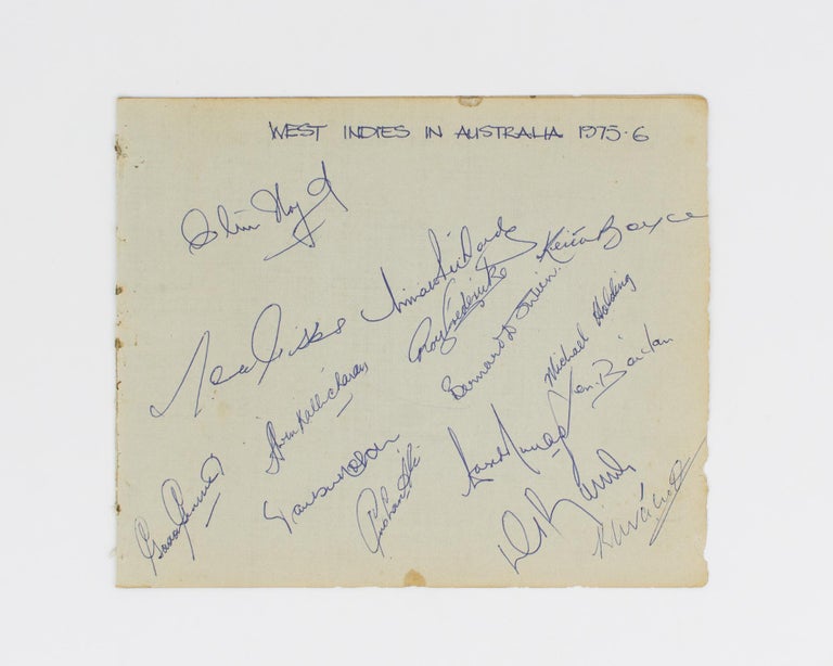 Item #55378 A detached autograph album leaf (165x200mm) signed in ink by fifteen members of the West Indies touring team in Australia, 1975-76. 1975 -76 and Australia West Indies.