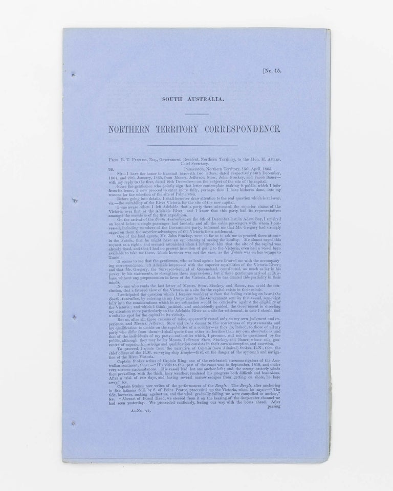 Item #58331 Northern Territory Correspondence [primarily on the subject of the site of the capital]. Northern Territory.