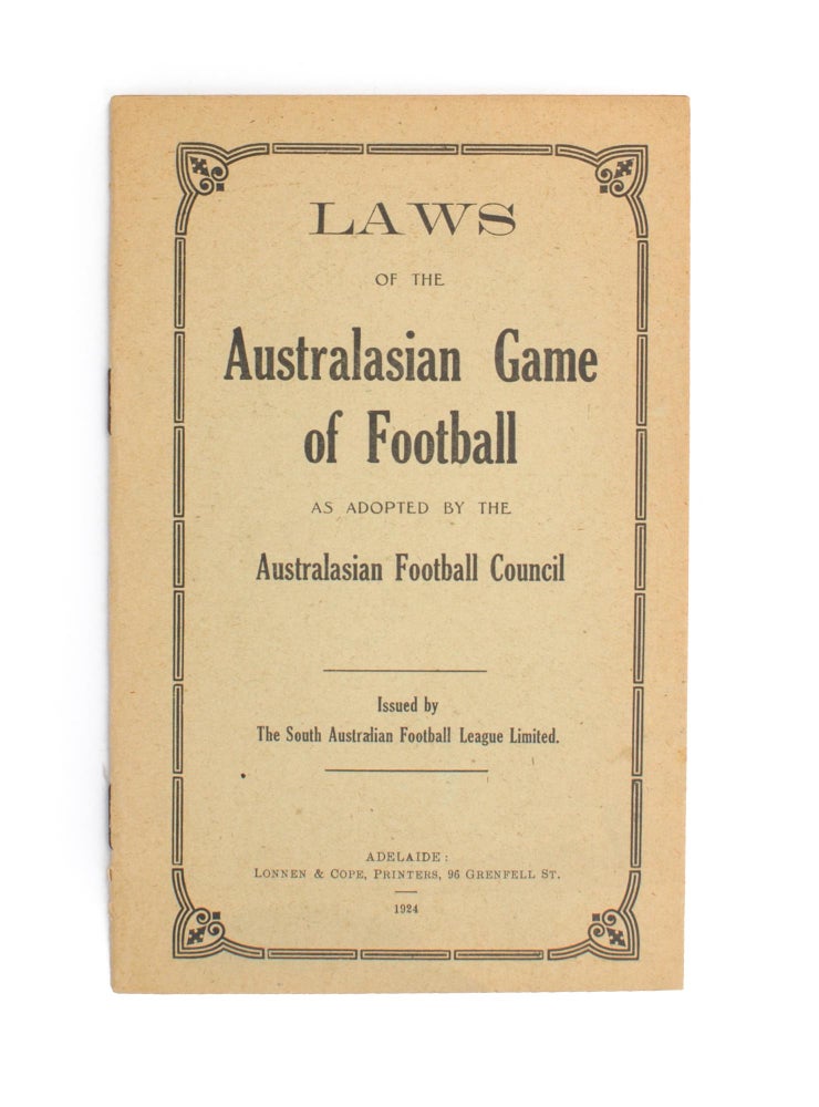 Item #59545 Laws of the Australasian Game of Football as adopted by the Australasian Football Council. Australian Rules Football.