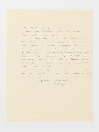 Item #59935 An autograph letter signed by the distinguished anthropologist ('Monty') to Rose and...