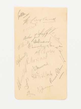 Item #61482 A detached autograph album leaf (155 × 95 mm) signed in pencil by all seventeen...