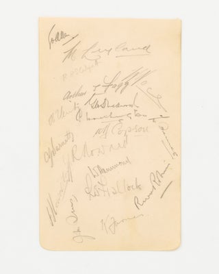 A detached autograph album leaf (155 × 95 mm) signed in pencil by all seventeen members of the MCC touring team in Australia in 1936-37