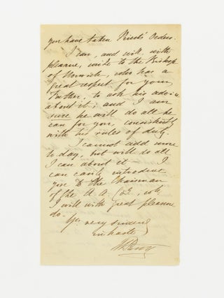 Item #63250 An autograph letter signed by William Parry ('W. Parry') to 'My dear King' (the...