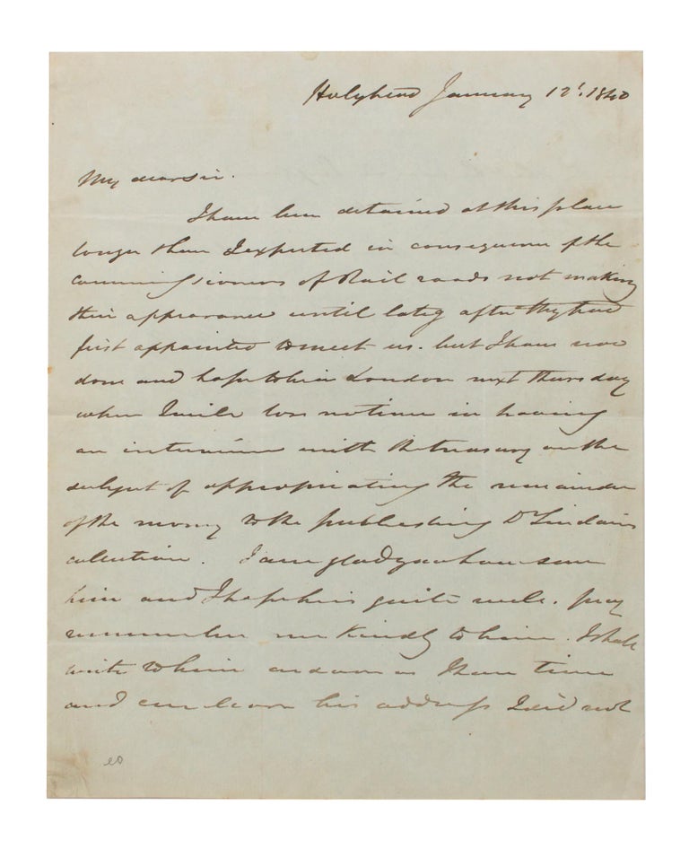 Item #63253 An autograph letter signed by Frederick Beechey ('F.W. Beechey') to an unidentified recipient. British rear-admiral, Arctic explorer.