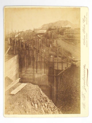 Four large albumen paper photographs of the Broken Hill region. The photographs, each approximately 200 × 225 mm, are on the original glossy cream-coloured mounts with the imprint of the photographer, 'G.F. Jenkinson, Areas Photo Coy, Argent Street, Broken Hill'