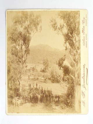 Four large albumen paper photographs of the Broken Hill region. The photographs, each approximately 200 × 225 mm, are on the original glossy cream-coloured mounts with the imprint of the photographer, 'G.F. Jenkinson, Areas Photo Coy, Argent Street, Broken Hill'