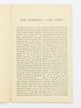 'Some Aboriginals I Have Known'