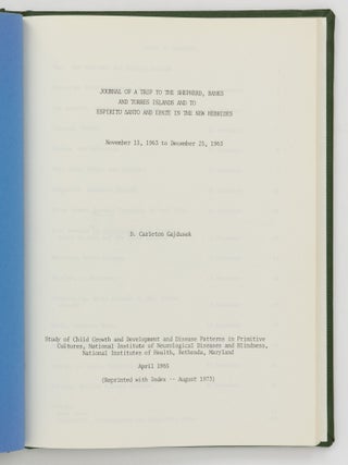 Journal of a Trip to the Shepherd, Banks and Torres Islands and to Espiritu Santo and Efate in the New Hebrides. November 15, 1963 to December 25, 1963