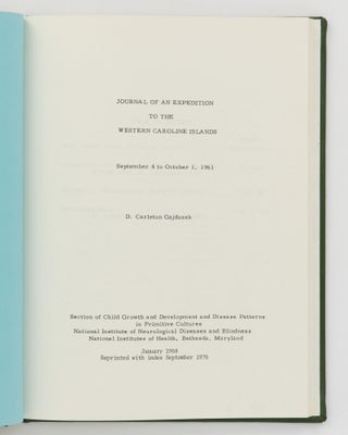 Journal of an Expedition to the Western Caroline Islands. September 4 to October 1, 1961