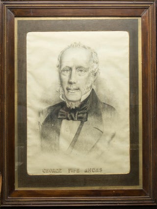Item #69226 A framed and glazed original pen and ink portrait of George Fife Angas (1789-1879),...