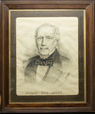 Item #69226 A framed and glazed original pen and ink portrait of George Fife Angas (1789-1879),...
