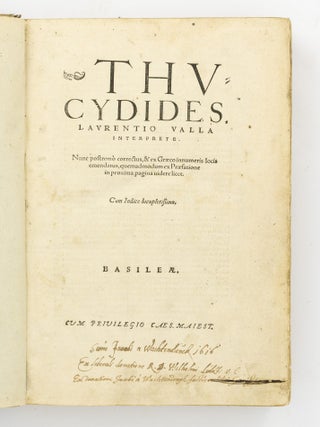 Herodoti Halicarnassei Historiographi libri novem, musarum nominibus inscripti, interprete Laurentio Valla. Accesserunt huic editioni plus minus nouem folia, quae in primo libro &agrave; Laurentio exemplaris fort&egrave; vitio praetermissa, iam primum &agrave; Conrado Heresbachio &egrave; Graeco suis locis sunt adiecta ... Item. De genere vitaque Homeri libellus, iam prim&ugrave;m ab eodem Heresbachio &egrave; Graeco in Latinum conuersus