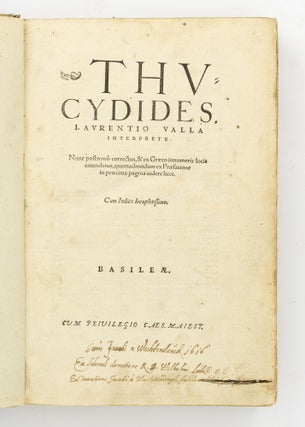 Herodoti Halicarnassei Historiographi libri novem, musarum nominibus inscripti, interprete Laurentio Valla. Accesserunt huic editioni plus minus nouem folia, quae in primo libro à Laurentio exemplaris fortè vitio praetermissa, iam primum à Conrado Heresbachio è Graeco suis locis sunt adiecta ... Item. De genere vitaque Homeri libellus, iam primùm ab eodem Heresbachio è Graeco in Latinum conuersus