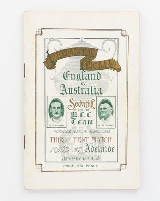 Item #72004 Souvenir of English Cricketers' Visit to Adelaide. Third Test Match. January 13,...