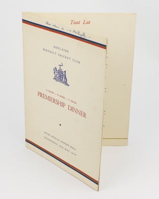 Adelaide District Cricket Club. A Grade - B Grade - C Grade Premiership Dinner ... 20th May 1959 [cover title]