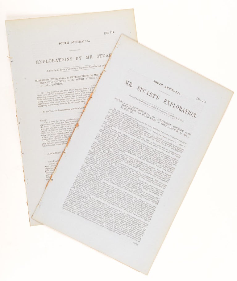 Item #75597 Mr Stuart's Exploration... Journal of an Expedition into the Unexplored Country to the North-West and South-West of Port Augusta, by Mr J.M. Stuart. John McDouall STUART.
