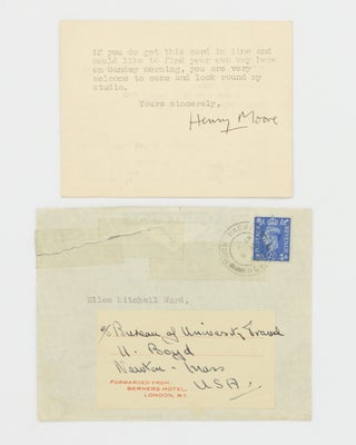 Item #76088 A typed personal postcard (87 × 114 mm) signed to Ellen Mitchell Ward, 5 August 1949...