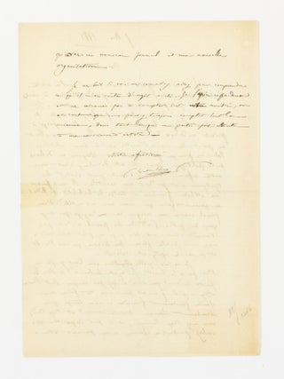 An autograph letter (in French) signed by Camille Saint-Saëns, to Edmond Hippeau, editor of 'La Renaissance musicale: Revue hebdomadaire de critique, d'esthétique et d'histoire', severing his connection with the publication