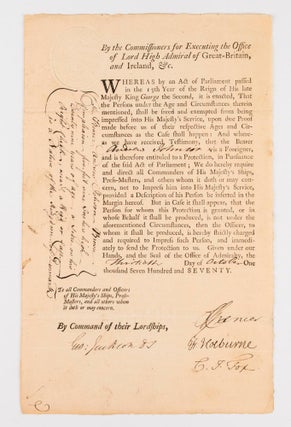 Item #76111 A document signed by Sir George Jackson (1725-1822), as Judge Advocate of the Fleet,...