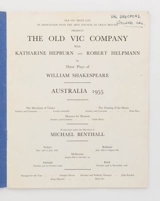 Old Vic Australian Tour 1955 [cover title]... The Old Vic Company with Katharine Hepburn and Robert Helpmann in Three Plays of William Shakespeare. Australia, 1955... Productions under the Direction of Michael Benthall