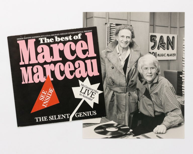 Item #79659 A spoof 45 rpm record sleeve (180 × 175 mm) with the title 'The Best of Marcel Marceau, the Silent Genius. His Greatest Hits live in Australia!'. Marcel MARCEAU.