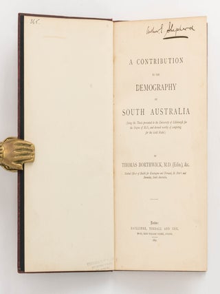 A Contribution to the Demography of South Australia