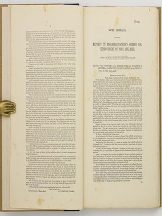 Two volumes of nineteenth century South Australian Parliamentary Papers relating to ports and harbors, together with a small quantity of related manuscript material, collected by Geoffrey Ingleton