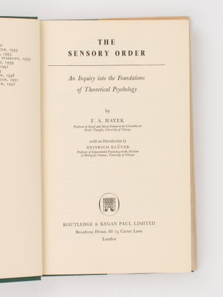 The Sensory Order. An Inquiry into the Foundations of Theoretical Psychology
