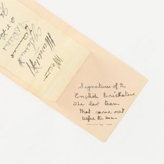 A sheet of paper signed in ink by all seventeen members of the MCC touring team in Australia in 1936-37