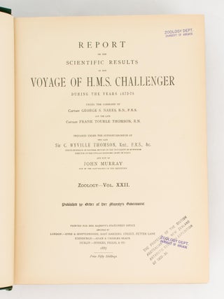 Report of the Scientific Results of the Voyage of HMS 'Challenger' during the years 1873-76 under the command of Captain George S. Nares ... and the late Captain Frank Tourle Thomson. Zoology. Volume XXII: Report on the Deep-Sea Fishes collected by HMS 'Challenger' during the years 1873-1876. By Albert Gunther