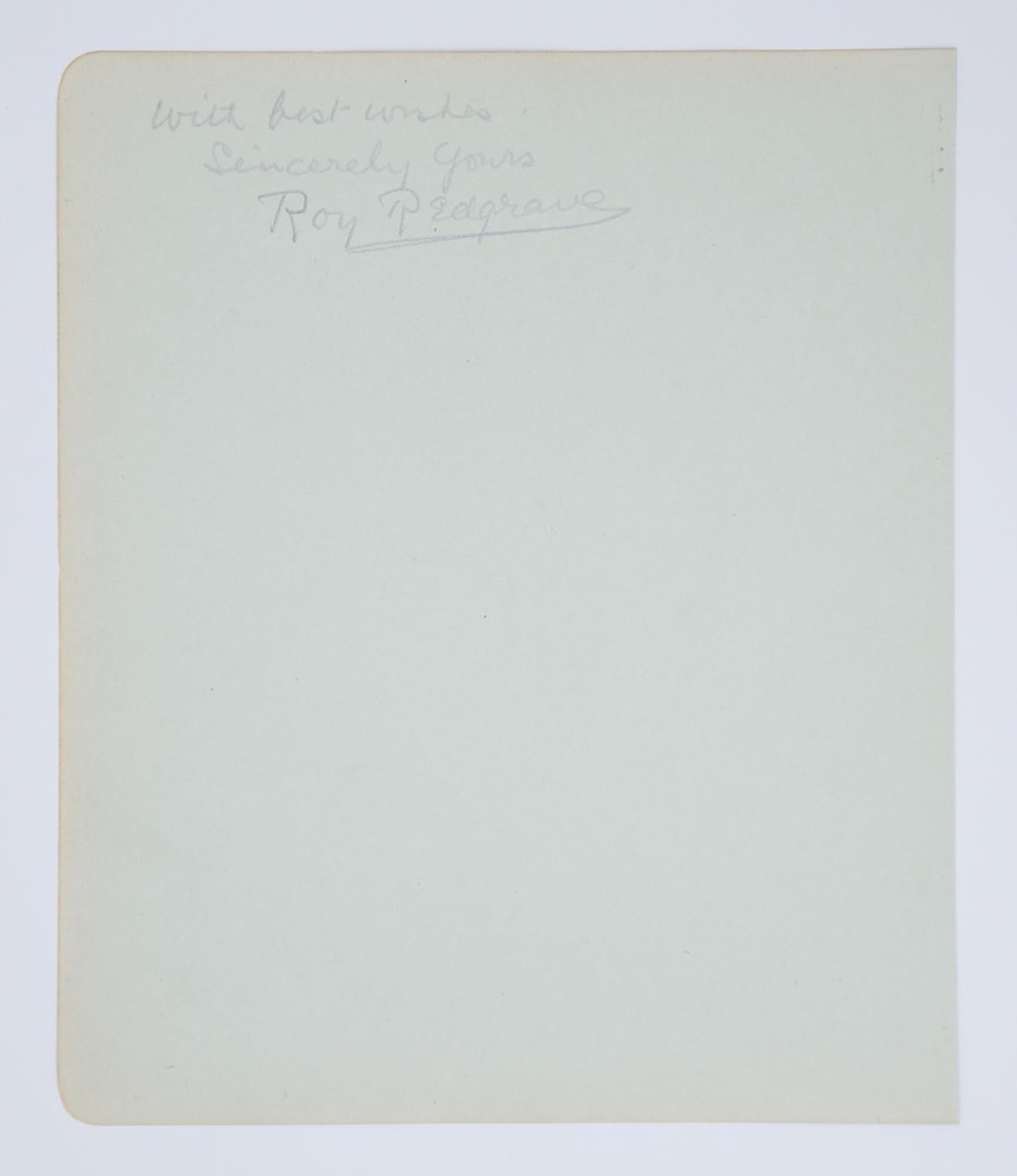 An autograph inscription signed in pencil on a large detached album ...