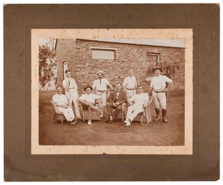 Item #94499 A vintage gelatin silver photograph (approximately 150 x 200 mm) of a group of adult...
