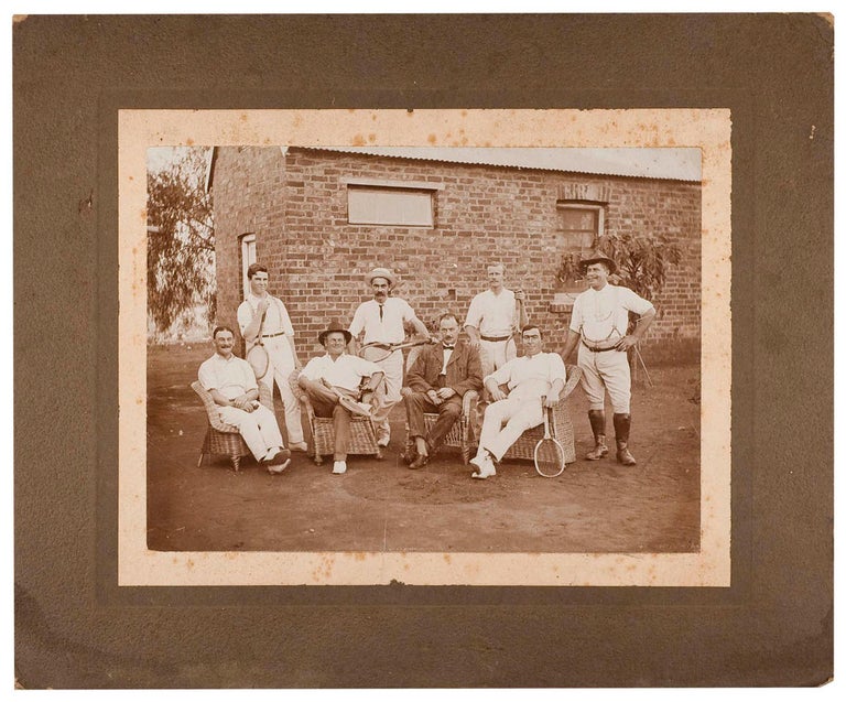 Item #94499 A vintage gelatin silver photograph (approximately 150 x 200 mm) of a group of adult male tennis players. Tennis.