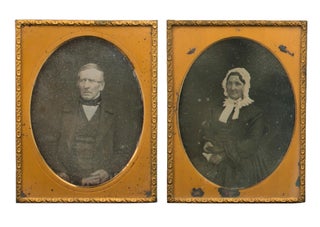 Item #95220 A pair of quarter-plate daguerreotype portraits (each approximately 100 × 80 mm) of...