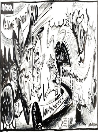 A substantial archive of original pen and ink cartoon artwork by Norm Mitchell, editorial cartoonist for the Adelaide 'Advertiser' for 30 years until his untimely death. He won a Walkley Award for the best Australian cartoon in 1975