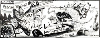 A substantial archive of original pen and ink cartoon artwork by Norm Mitchell, editorial cartoonist for the Adelaide 'Advertiser' for 30 years until his untimely death. He won a Walkley Award for the best Australian cartoon in 1975