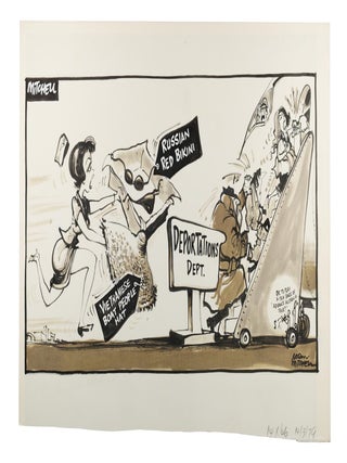 A substantial archive of original pen and ink cartoon artwork by Norm Mitchell, editorial cartoonist for the Adelaide 'Advertiser' for 30 years until his untimely death. He won a Walkley Award for the best Australian cartoon in 1975