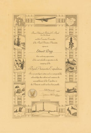 Item #96392 Rear-Admiral Richard E. Byrd .... and the Executive Committee of the Byrd Aviation...