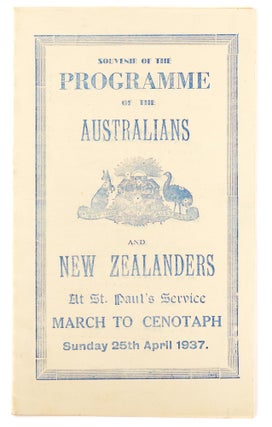 Item #99252 Souvenir of the Programme of the Australians and New Zealanders at St Paul's Service...