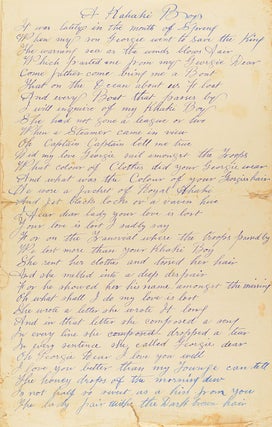 The Battle of Hartebeestfontein Poort; The Music of a Shell. Lilly Fontein [sic] 5/2/1901; and A Kahaki [sic] Boy. Three stirring patriotic Boer War poems by 976 Private John Matthew Clark, NSW Imperial Bushmen